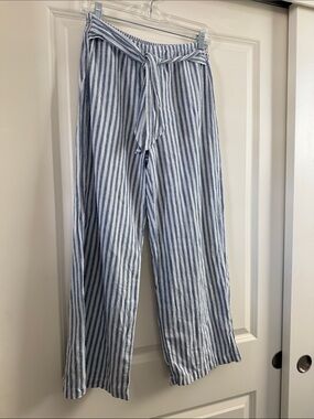 beachlunchlounge Blue & White Striped Wide Leg Pants